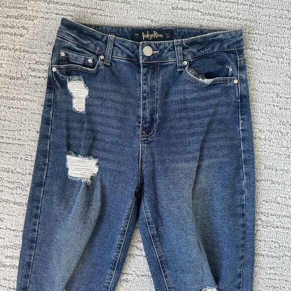Indigo Reign Ripped Jeans Distressed Womens Size 7 (27) High Rise Straight Leg - Picture 2 of 12